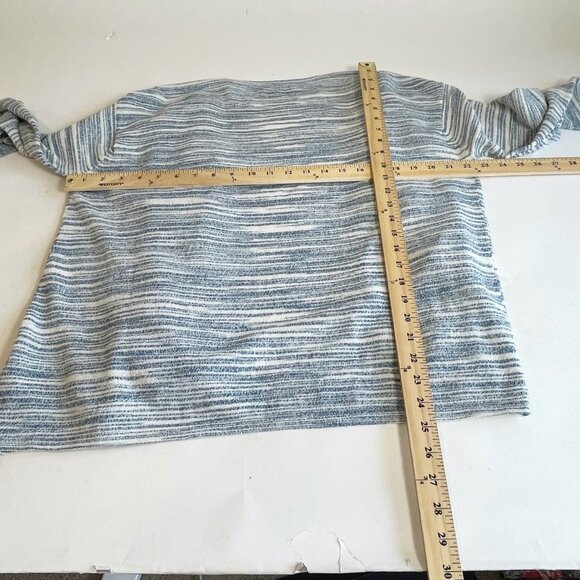 Ellen Tracy Gray Striped Drape Front Knit Cardigan Sweater L Womens Open Front - Picture 8 of 8